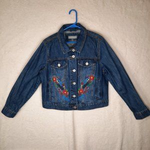 Bagatelle Floral Embroidered Denim Trucker Jacket New with Tag